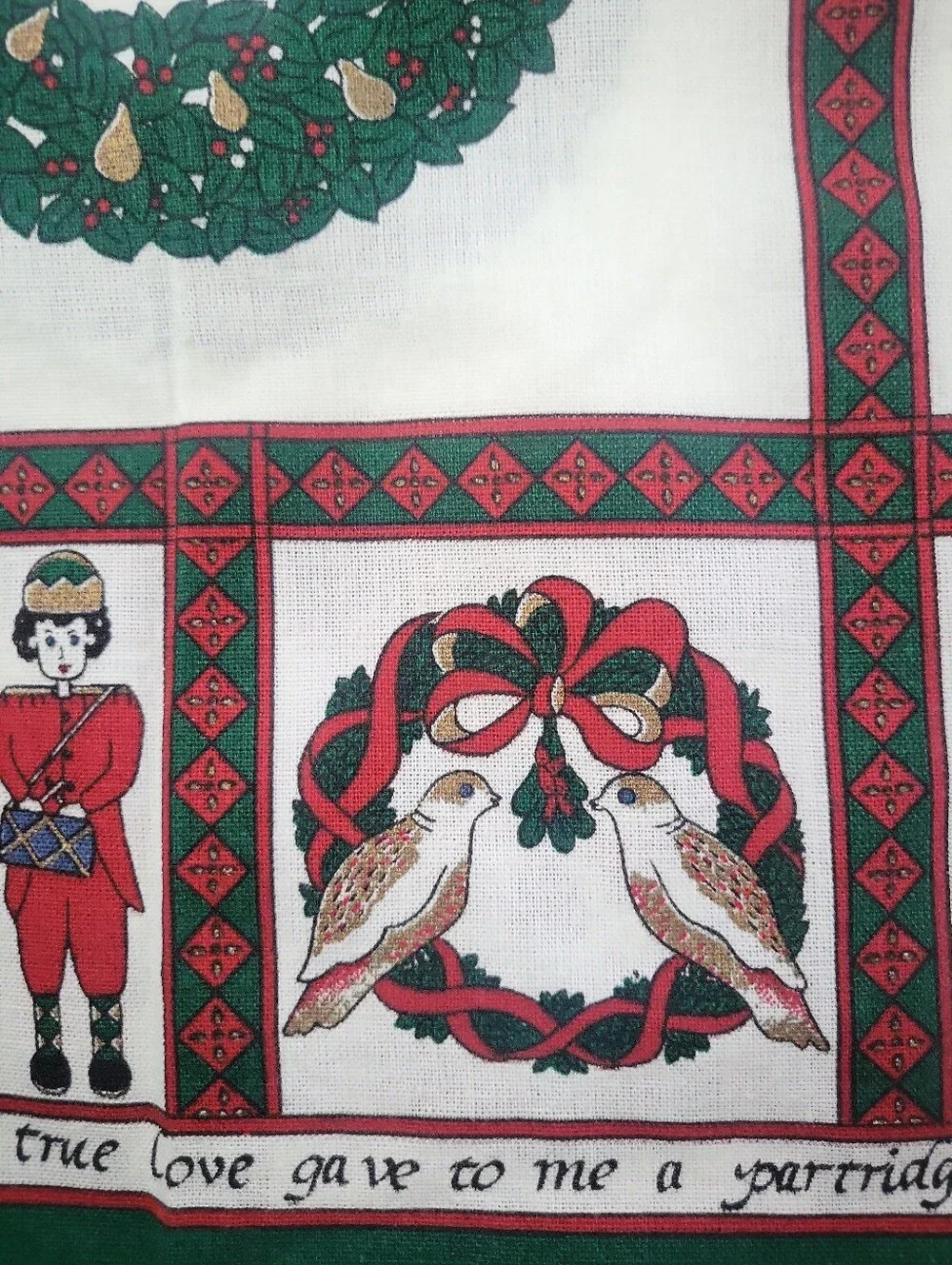 Vintage Sunweave 12 Days Of Christmas Holiday  Napkin Set Of 8